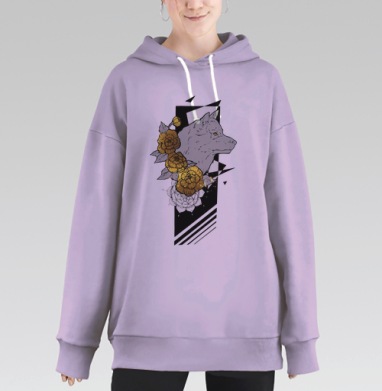 Волк в золотых цветах, Hoodie Long Oversize Fiolet