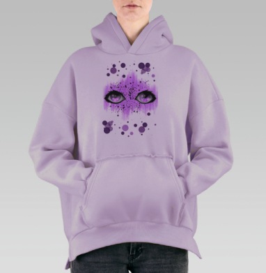 Волшебный взгляд в сиреневых тонах глаза магия мистика, Hoodie Oversize Fiolet, утепленная