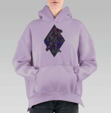 Ворон и калы, Hoodie Oversize Fiolet, утепленная