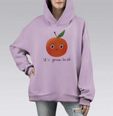 Все будет хорошо, Hoodie Mono Fiolet, оверсайз, утепленная