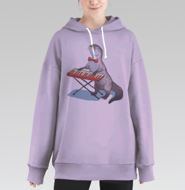 Выдра-пианист, Hoodie Long Oversize Fiolet
