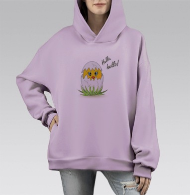 Вылупившийся цыпленок, Hoodie Mono Fiolet, оверсайз, утепленная