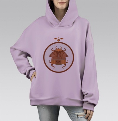 Winged Beetle. Dao / Крылатый жук. Дао, Hoodie Mono Fiolet, оверсайз, утепленная