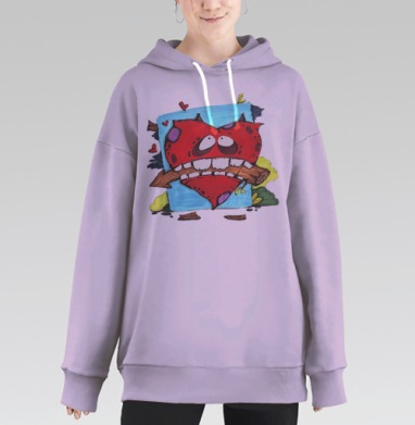 Хэппи Лов, Hoodie Long Oversize Fiolet