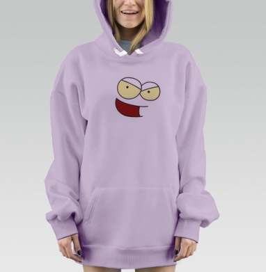 Хитрое лицо с насмешливой улыбкой и весёлым настроением, Hoodie Mjhigh Dig Mel, Fiolet, утепленная
