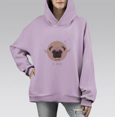 Я- ангел, Hoodie Mono Fiolet, оверсайз, утепленная
