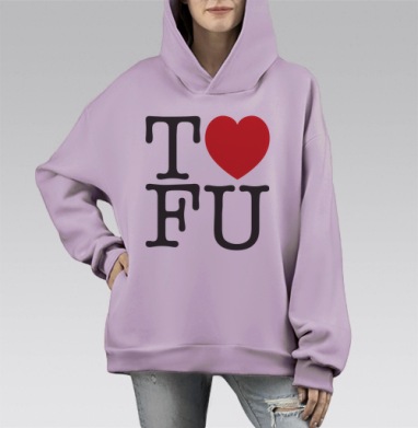Я ЛЮБЛЮ ТОФУ, Hoodie Mono Fiolet, оверсайз, утепленная