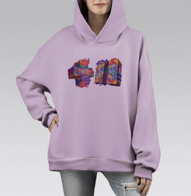 Yal в цвете, Hoodie Mono Fiolet, оверсайз, утепленная