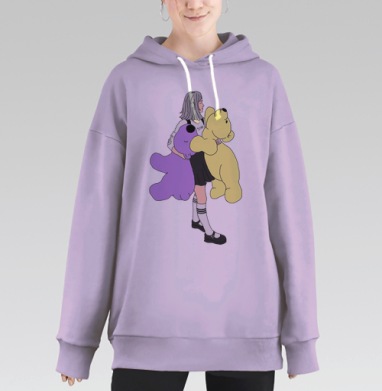Японская школьница, Hoodie Long Oversize Fiolet