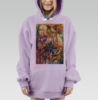 Яркая абстракция с динамичными линиями и цветами внутри мира, Hoodie Mjhigh Dig Mel, Fiolet, утепленная