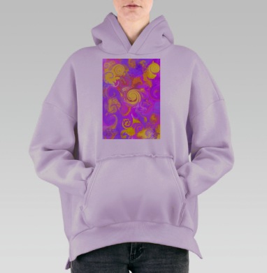 Яркая Абстрактная Спиралевая Энергия Весенних Вихрей, Hoodie Oversize Fiolet, утепленная
