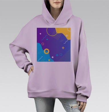 Яркая Геометрическая Абстракция В Движении, Hoodie Mono Fiolet, оверсайз, утепленная