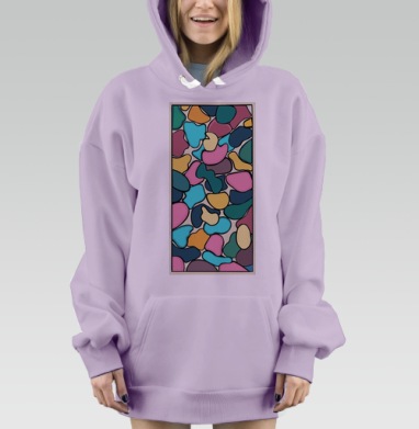 Яркие абстрактные цветные пятна создают динамичную композицию, Hoodie Mjhigh Dig Mel, Fiolet, утепленная