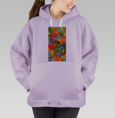 Яркие геометрические абстракции с динамичным движением и эмоциями, Hoodie Oversize Fiolet