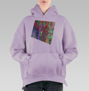 Яркий Абстрактный Поток Волны Краски Узор, Hoodie Oversize Fiolet, утепленная