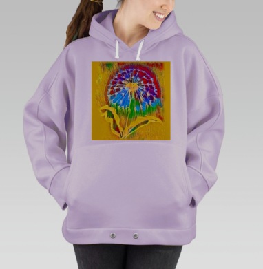 Яркий одуванчик абстрактная фовистская природа летнее настроение, Hoodie Oversize Fiolet
