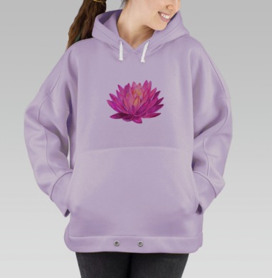Яркий розовый лотос на фоне цвета фукси, Hoodie Oversize Fiolet