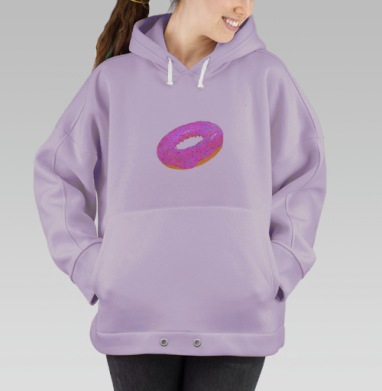 Яркий сладкий пончик с глазурью и посыпкой сверху, Hoodie Oversize Fiolet