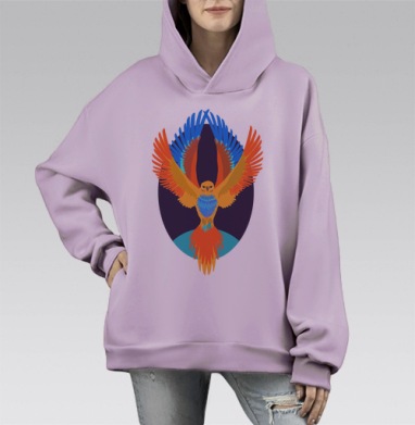 Яркий спутник, Hoodie Mono Fiolet, оверсайз, утепленная