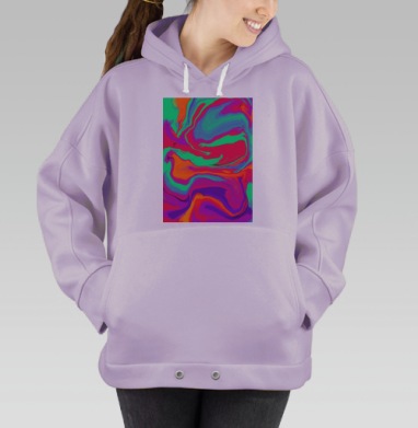 Яркое жидкое смешение зелёного красного фиолетового цвета, Hoodie Oversize Fiolet