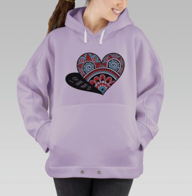 Яркое красное сердце с надписью на английском языке, Hoodie Oversize Fiolet