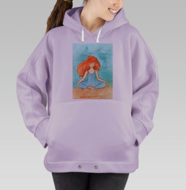 Йога у моря в гармонии с природой, Hoodie Oversize Fiolet