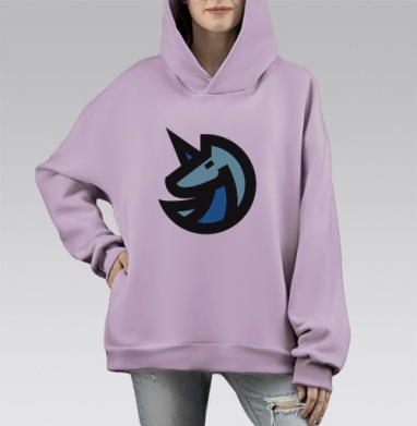 Yoo эмблема, Hoodie Mono Fiolet, оверсайз, утепленная