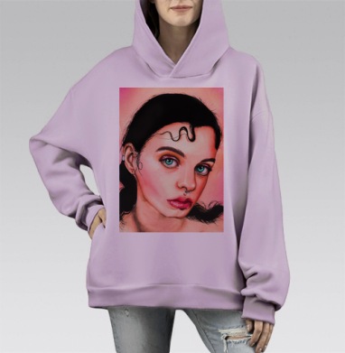 Загадка в Зелёных глазах, Hoodie Mono Fiolet, оверсайз, утепленная