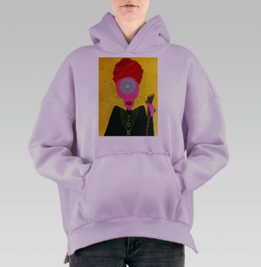 Загадочный духовный лидер в тюрбане и ожерелье, Hoodie Oversize Fiolet, утепленная