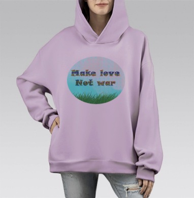 Занимайтесь любовью, а не войной, Hoodie Mono Fiolet, оверсайз, утепленная