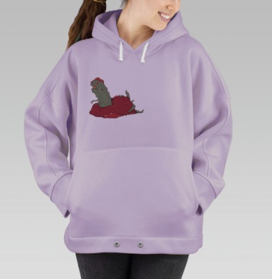Зелёный кактус в красном соусе незабываемые эмоции тонет, Hoodie Oversize Fiolet
