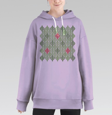 Зеленый узор, Hoodie Long Oversize Fiolet