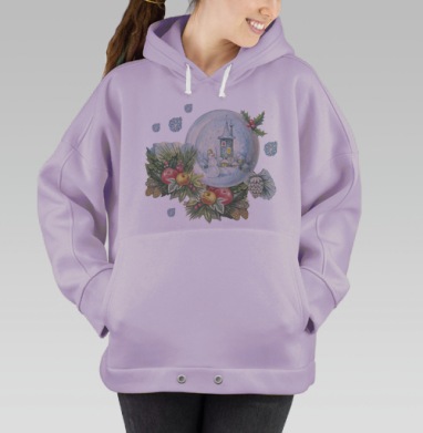 Зимние Елочные Украшения С Вечером Тепла и Света, Hoodie Oversize Fiolet