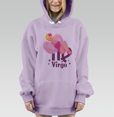 Знак зодиака Дева в пинап стиле, Hoodie Mjhigh Dig Mel, Fiolet, утепленная