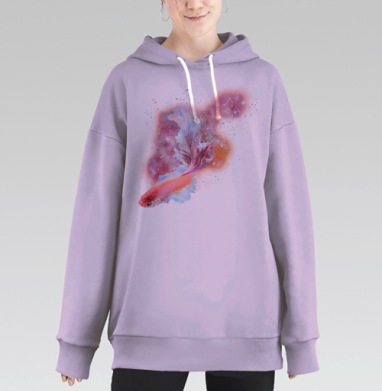 Золотая Рыбка В Магическом Свете в мире фантазий, Hoodie Long Oversize Fiolet