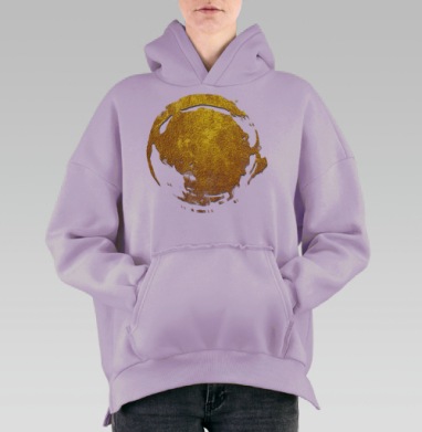 Золотой круг на темно синем фоне золотой круг на темно синем фоне, Hoodie Oversize Fiolet, утепленная