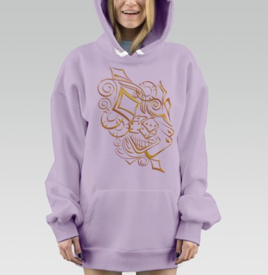 Золотой орнамент с игральными костями и картами, Hoodie Mjhigh Dig Mel, Fiolet, утепленная