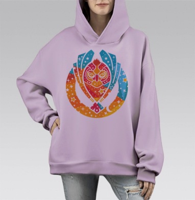 Звездная сова, Hoodie Mono Fiolet, оверсайз, утепленная