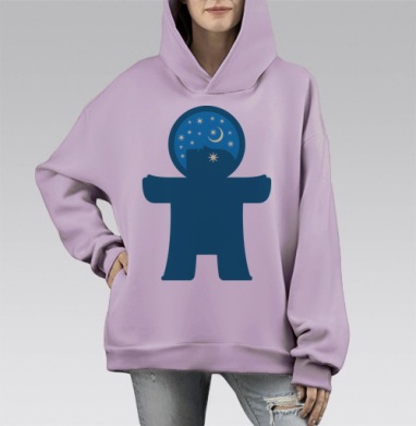 Звёздное небо. Из серии Гомункулы, Hoodie Mono Fiolet, оверсайз, утепленная