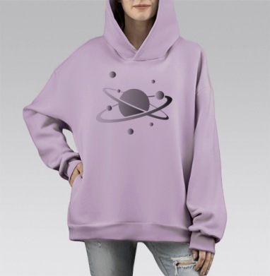 Звездный космос, Hoodie Mono Fiolet, оверсайз, утепленная