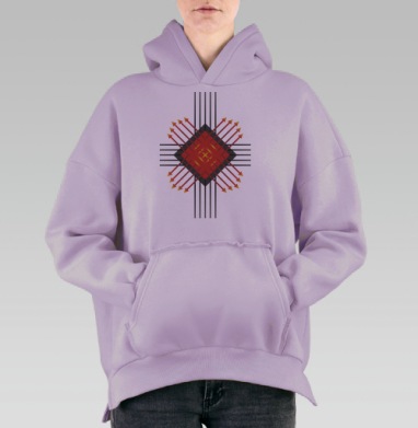 Абстрактная Энергия: Стрелы Движения и Силы, Hoodie Oversize Fiolet, утепленная