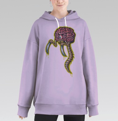 Агрессивное существо с мозгом и ножами – арт-магнит, Hoodie Long Oversize Fiolet