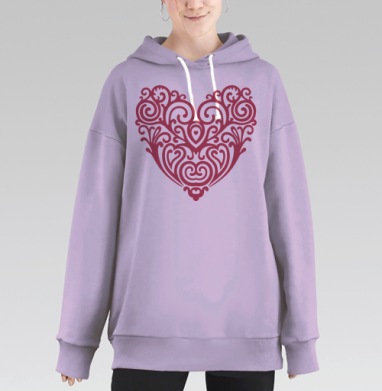 Ажурное сердце, Hoodie Long Oversize Fiolet