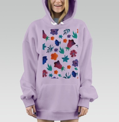 Акварельный ситец, Hoodie Mjhigh Dig Mel, Fiolet, утепленная