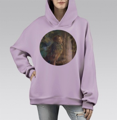Алконост, Hoodie Mono Fiolet, оверсайз, утепленная