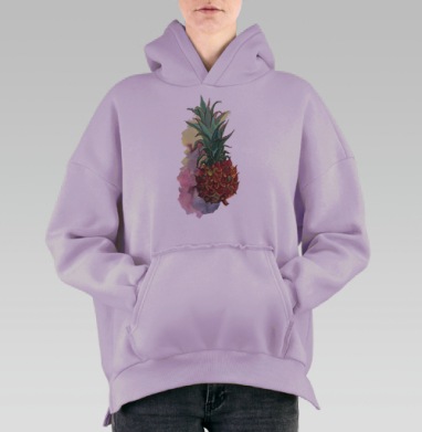 Ананас в акварели, Hoodie Oversize Fiolet, утепленная
