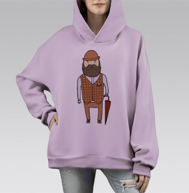 Английский джентльмен, Hoodie Mono Fiolet, оверсайз, утепленная