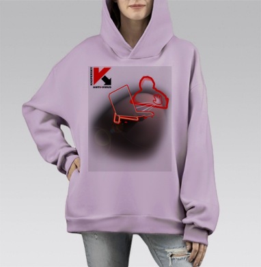Антивирус Kaspersky с защитой от киберугроз, Hoodie Mono Fiolet, оверсайз, утепленная