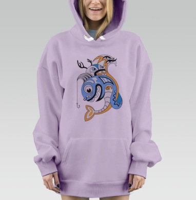 Арт-рыбы, Hoodie Mjhigh Dig Mel, Fiolet, утепленная