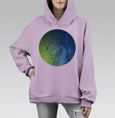 Астма, Hoodie Mono Fiolet, оверсайз, утепленная